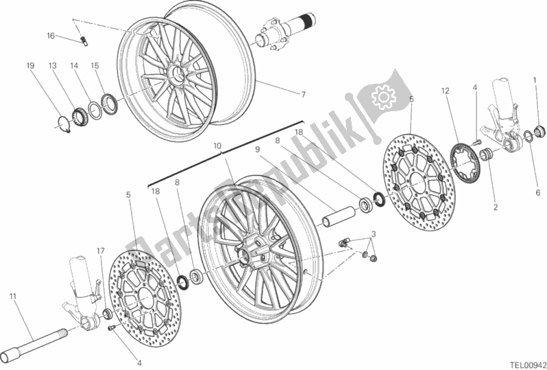 All parts for the Wheels of the Ducati Diavel Xdiavel Thailand 1260 2016